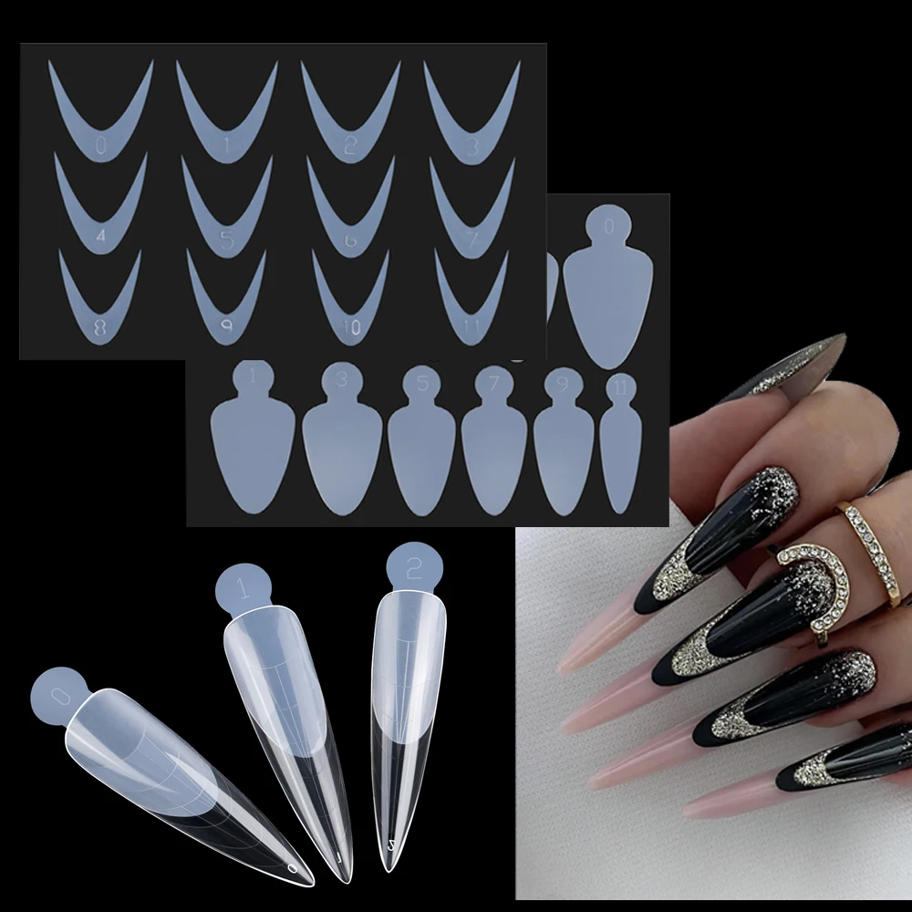 

48pcs French Nail Molds Silicone Pads Multiple Shapes Dual Nail Forms False Tips For Gel Extension Quick Building Manicure Tool