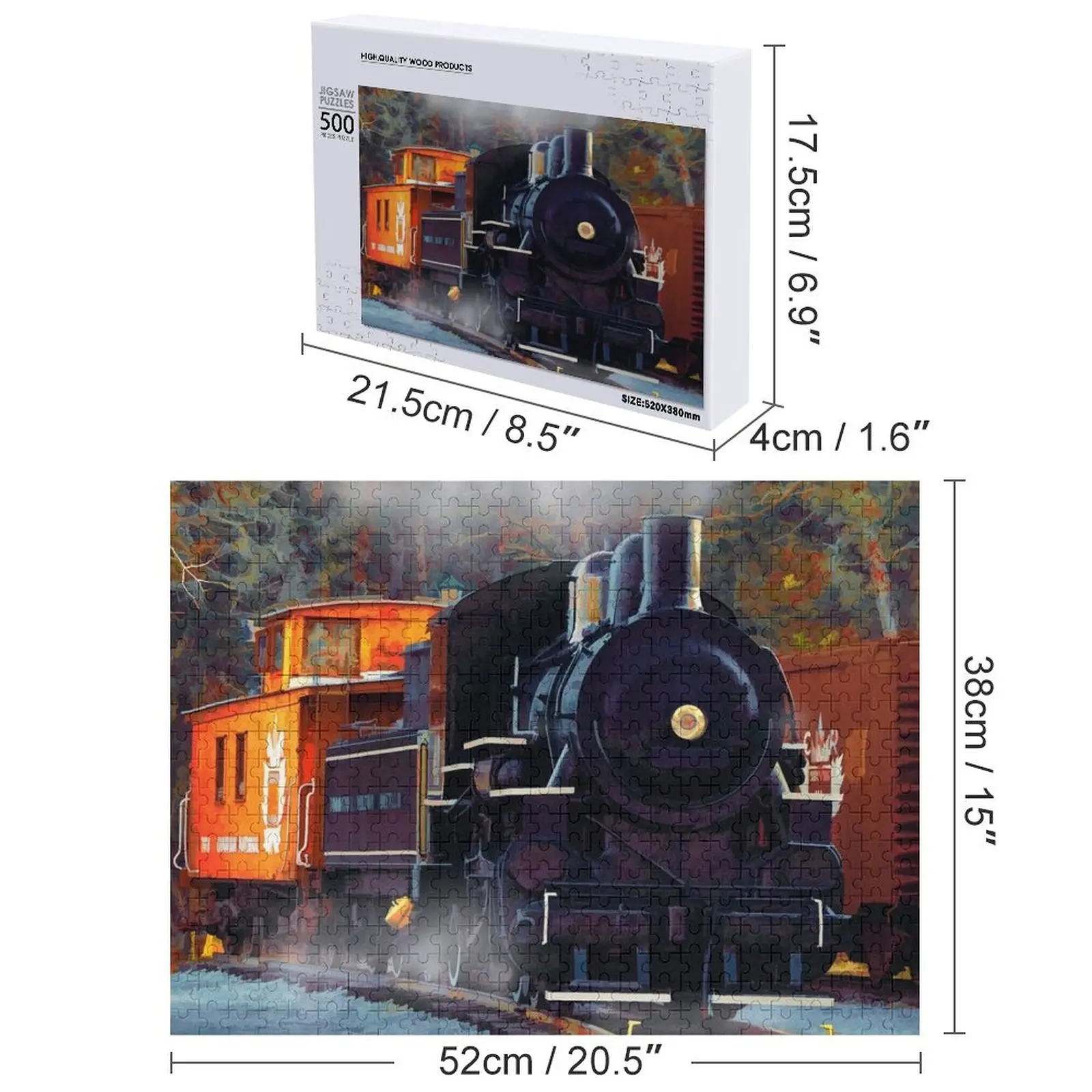 레일 야드 - 증기 기관차 직소 퍼즐 맞춤형 어린이 장난감 게임 어린이 맞춤형 선물 퍼즐