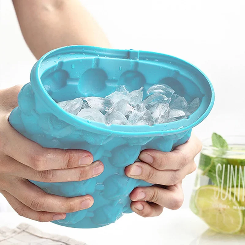 Silicone Beer Whiskey Freeze Ice Bucket Maker Fast Cold Portable Bucket Wine Ice Cooler Cabinet Space Saving Kitchen Tools