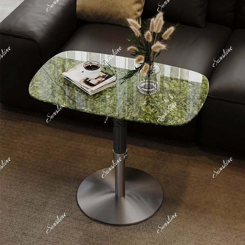 

Natural marble Dandong green luxury stone rotatable lifting coffee table FT