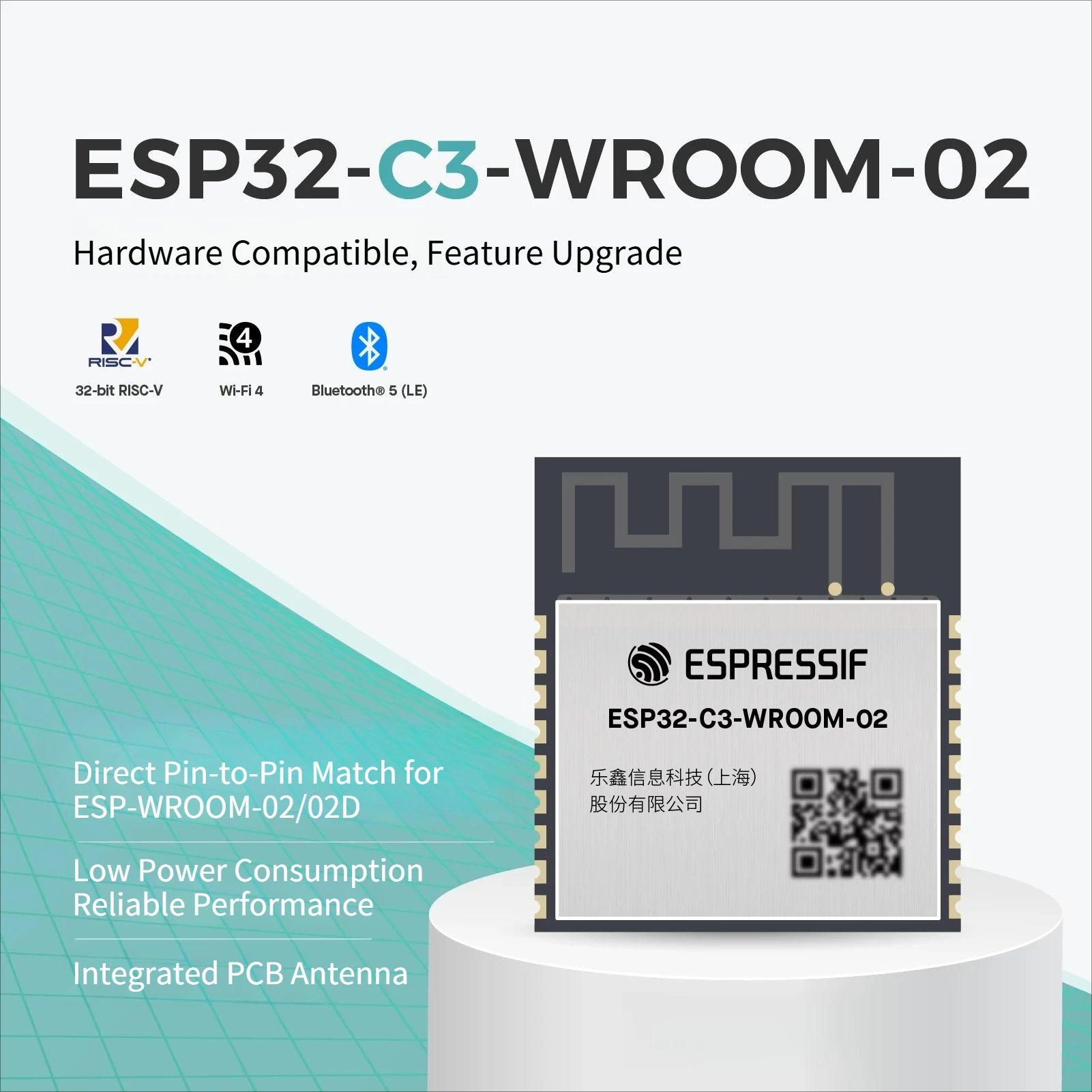 ESP32-C3-WROOM-02 & 02U RISC-V WiFi Bluetooth 5 Module 4MB Flash 15 GPIO for IoT Lab Teaching