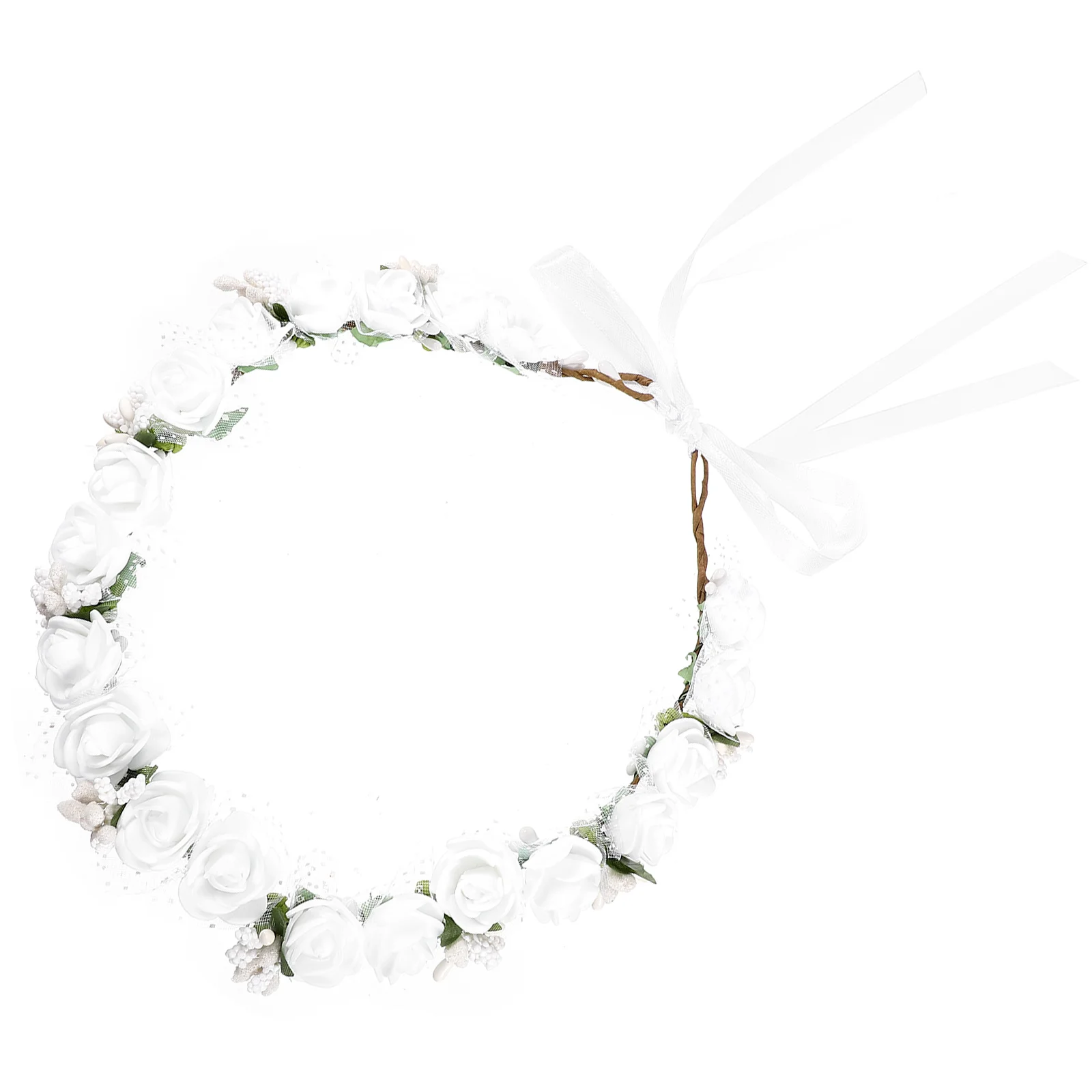 

Headband Photography Props Wedding Floral Crown Girls Flower Hair Accessories Bridal Wreath Simulation Adjustable Ribbon Beach