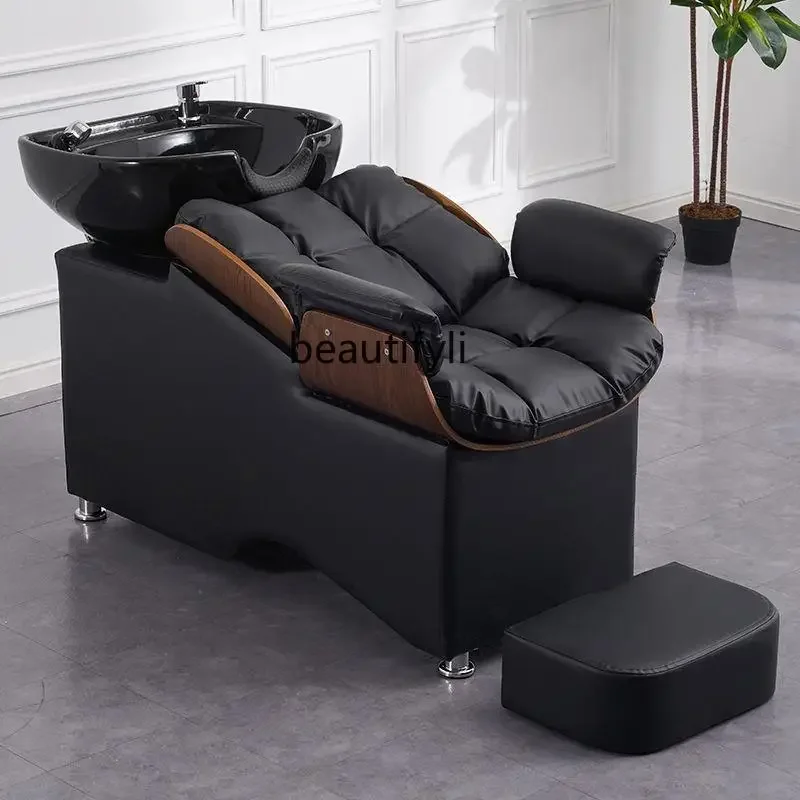 

High-End Barber Shop Shampoo Chair for Hair Salon Flushing Bed Salon Massage Half-Lying Bed