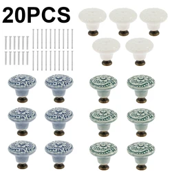 20Pcs Ceramic Knob Set Door Knobs Cabinet Handles Cupboard Drawer Kitchen Bathroom Multipurpose Cupboard Door Pull Handle