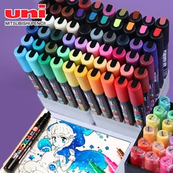 Japan UNI POSCA Marking Pen Set POP Poster Advertising Drawing Graffiti PC-1M/3M/5M Color Roundhead Office Supplies
