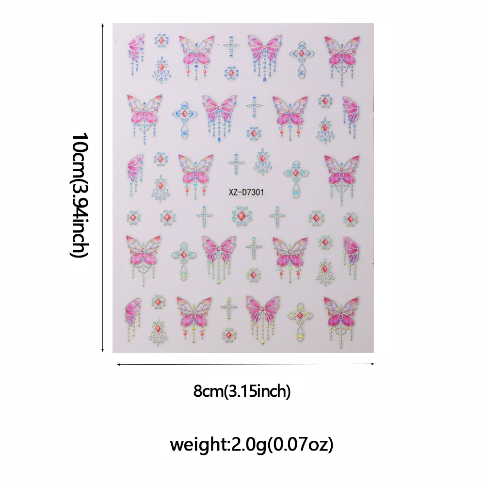 12 szt. Metaliczne naklejki na paznokcie 5D w stylu retro, frędzle, motyle, naklejki w stylu lotosu, wiszące klejnoty, samoprzylepne dekoracje do paznokci