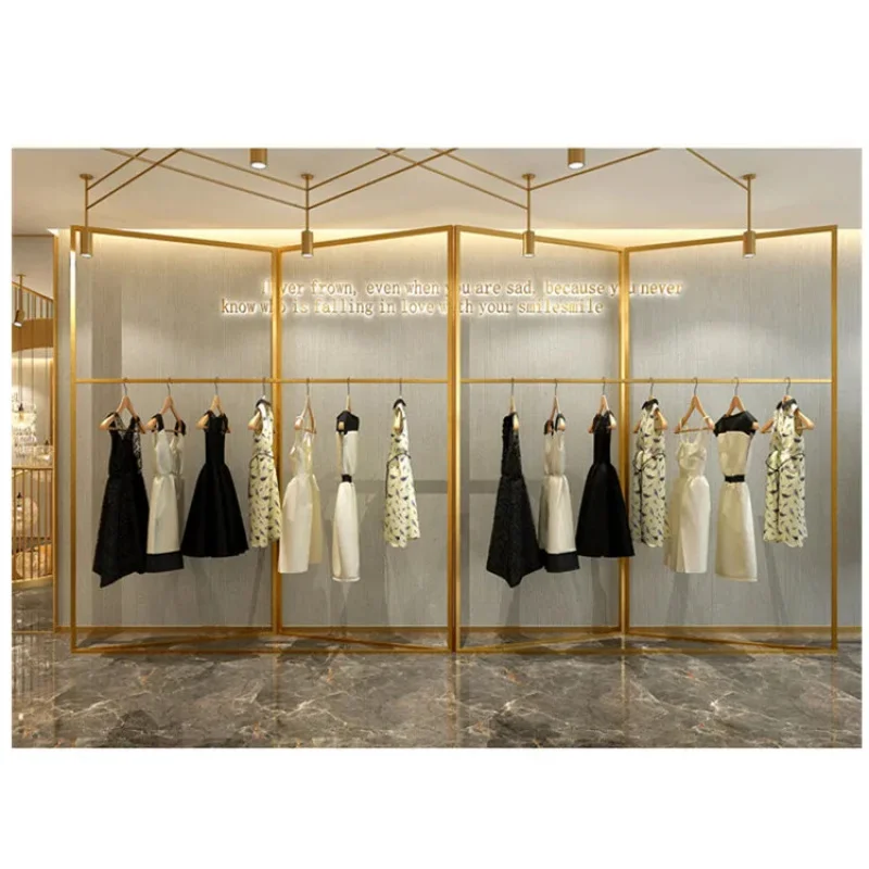 

Customize.Gold Clothing Store Counter Design Metal Clothes Display Racks Garment Store