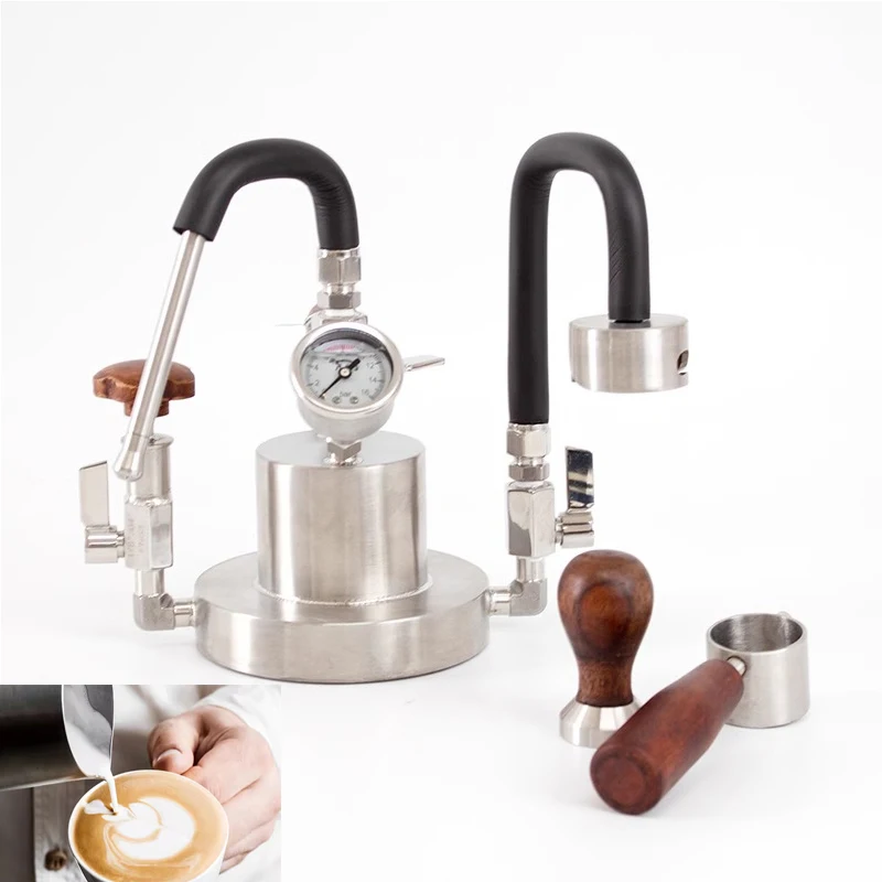 

2-In-1 Outdoor Portable Coffee Maker Machine Working With Milk Frother Steam Stainless Steel Espresso Maker Outdoor Brewing
