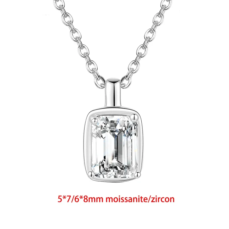 QIBAOKU D Color 1/2CT Emerald Moissanite Necklace for Women Cute Candy Pendant S925 Sterling Silver Wedding Jewelry Gifts 2026
