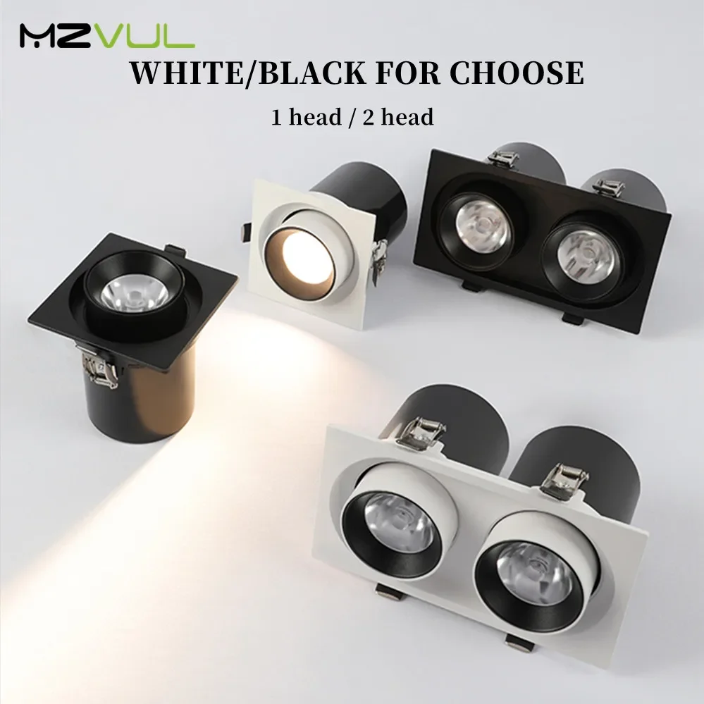 

Recessed Led Downlight 360° Rotatable Ceiling Lights Square 7W 12W Stretchable COB Spot lights fixtures For indoor Spotlight