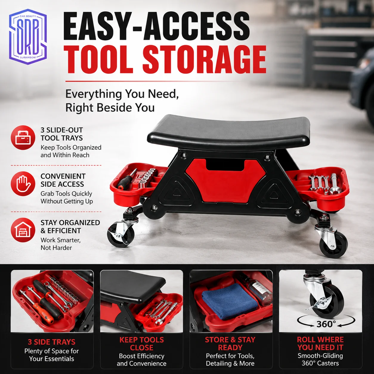 เก้าอี้ช่างซ่อมรถยนต์แบบมีล้อเ - Garage Creeper Roller บทวิจารณ์และราคา