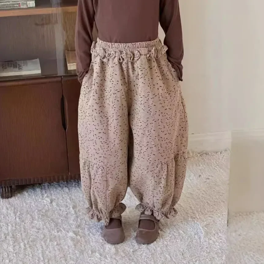 

Kids Pants Girl Trousers Spring Autumn New Korean Childrens Clothing Children Flower Edge Baby Causal Simple 2025