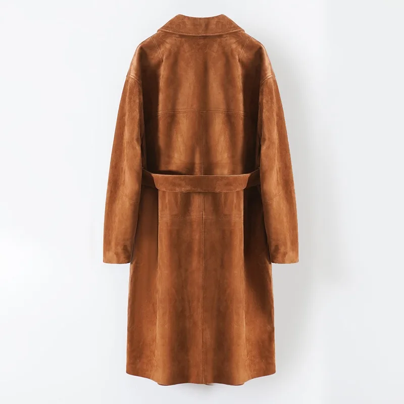 2024 Winter New Suede Wool Maillard Heavy Industry Jacket Lapel Loose Belt Long Coat E66