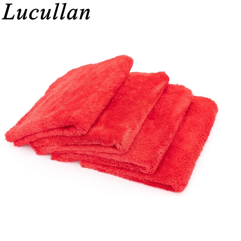 Lucullan Brand Super Glory Edgeless Plush Microfiber Towel 40x40cm 500GSM Cloths For Polishing Buffing Finishes Car Wash