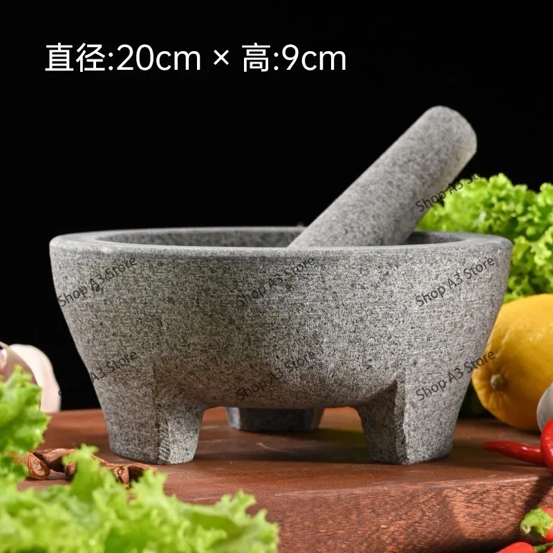 Natural Stone Granite Mortar Pestle for Spices Seasonings Pastes Guacamole