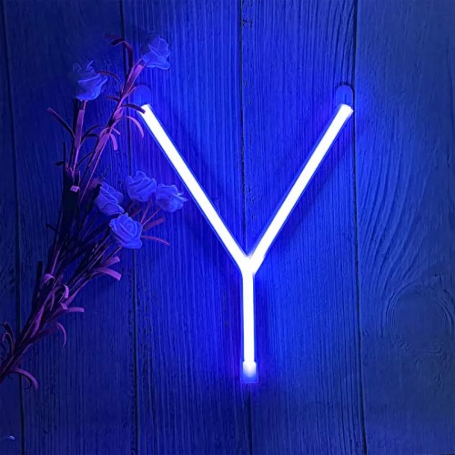 

LED Blue Neon Letter Signs Night Light Battery or USB Operated LED Marquee Letters Neon Art Decorative Lights Wall Decor for Ba