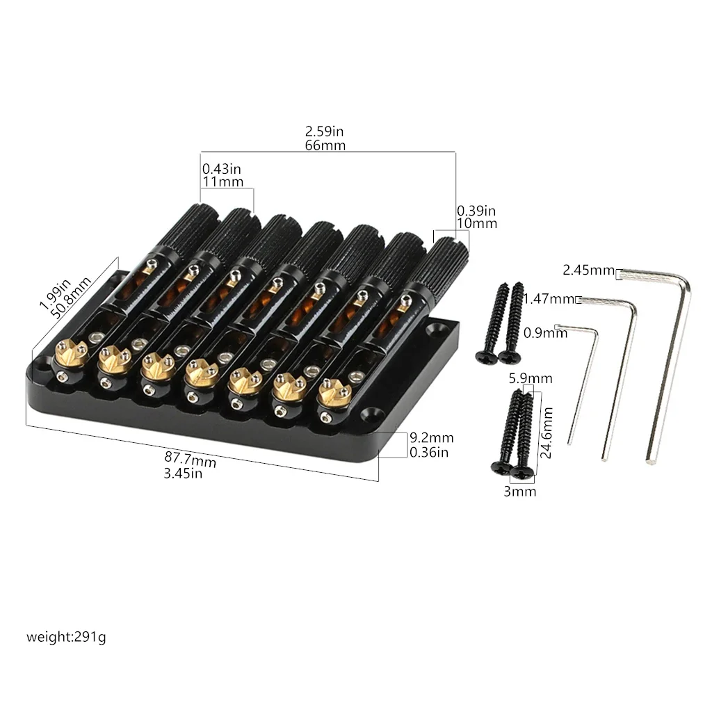 

1x Black 7 Strings Guitar Bridge Saddle Headless for Headless Guitar Parts & Accessories