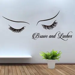 Large Lashes Brows Eyelashes Wall Window Decal Beauty Salon Fashion Eye Lashes Brows Wall Window Sticker Vinyl Art Mural Decor