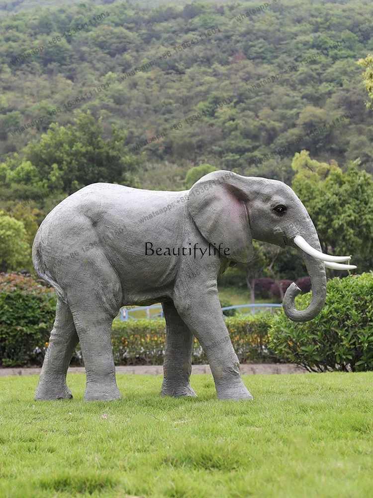 yj58 Outdoor fiberglass elephant sculpture scenic landscape floor decoration large simulated animal ornament