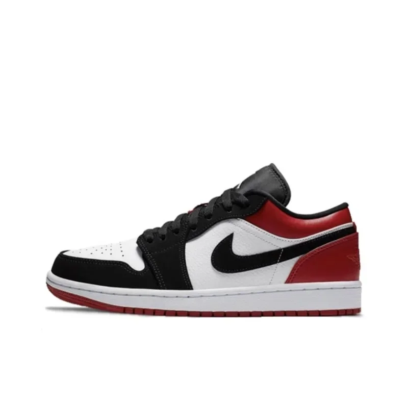 Nike Authentic Air Jordan 1 Low 'Black Toe' Lightweight Woven Low-Top Retro Basketball Shoes Unisex Black/Red/White 553558-116