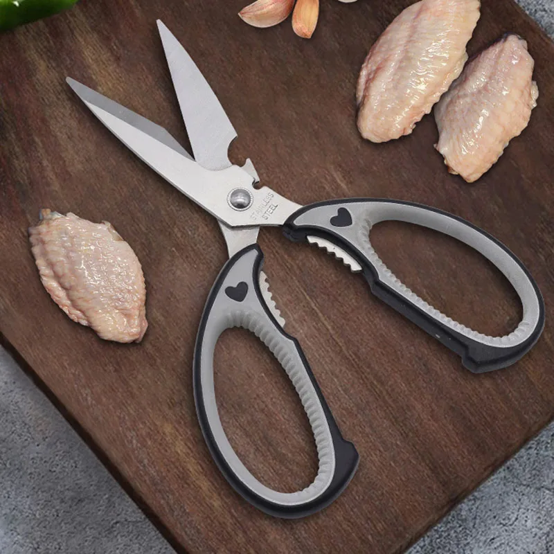 Dobeli 2.5mm Thick Stainless Steel Sharp Shear  Korean Barbecue Clips PP TPR Multi Functional Kitchen Scissors for Meat Fish