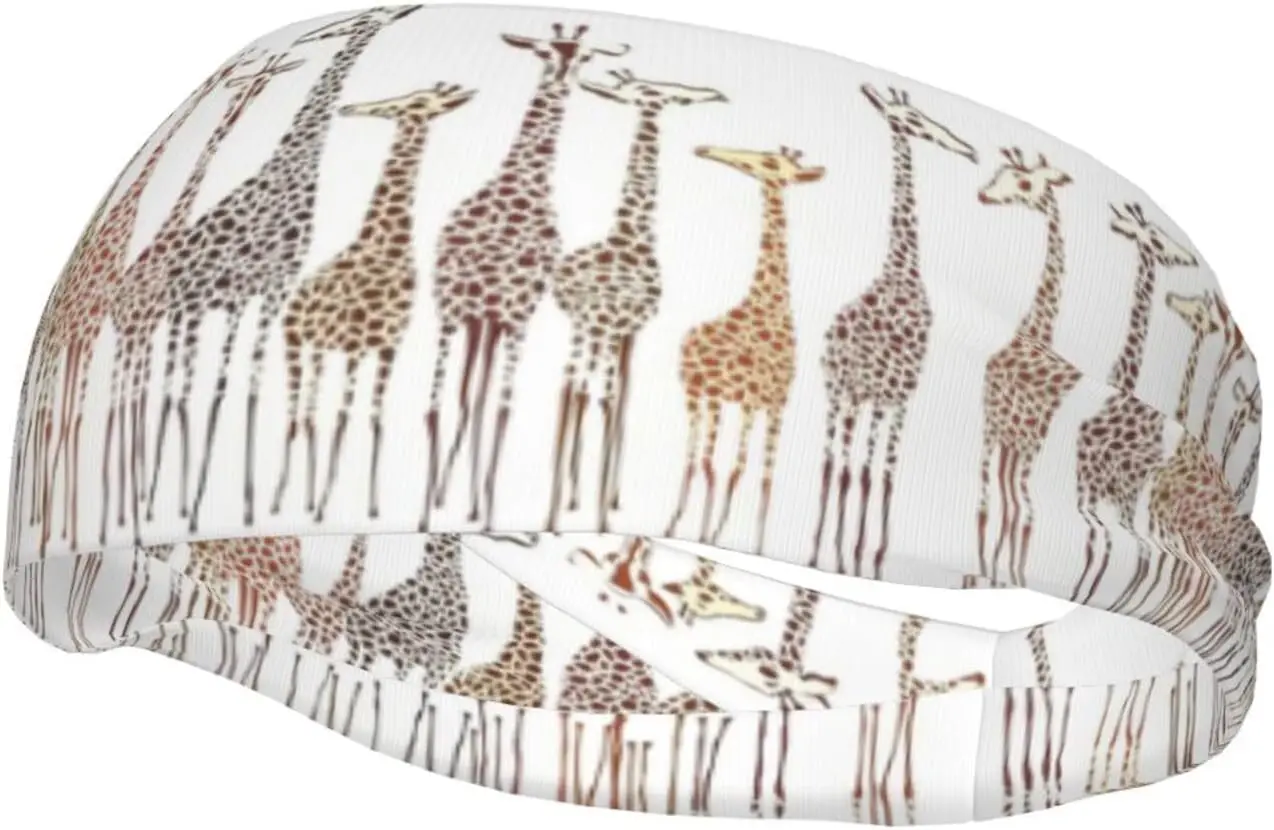 

Wicking Stretchy Cute Cartoon Funny Giraffes Print Athletic Sweatband for Men and Women,Breathable Lightweight Head Wrap