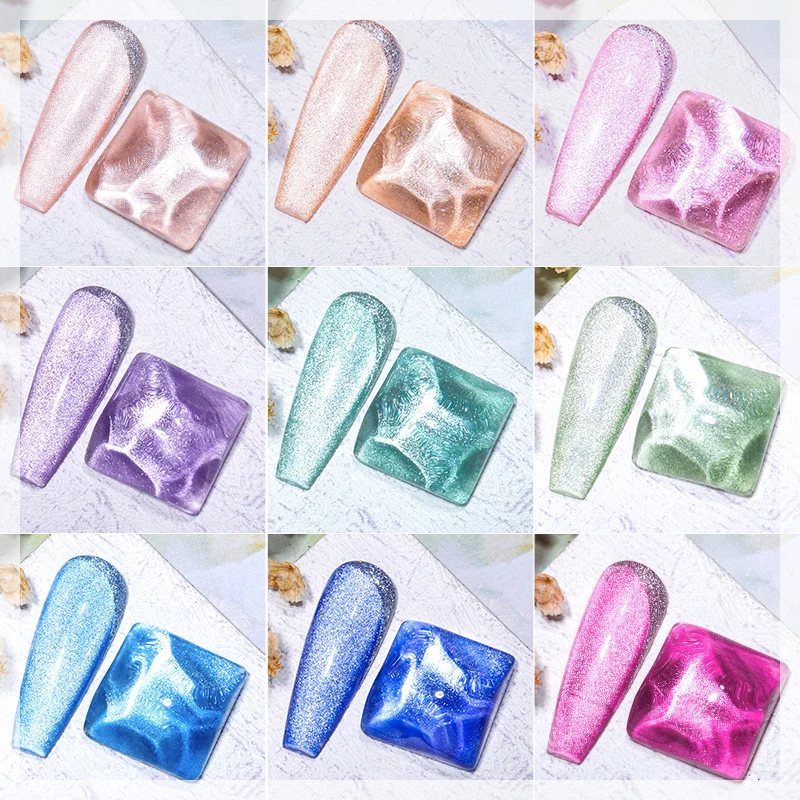 Mtssii 7ml Spar Cat Eye Magnetic Gel Glitter Auroras Shining Semi-Transparent Gel Polish Varnish Holographics Hybrid Nail Art