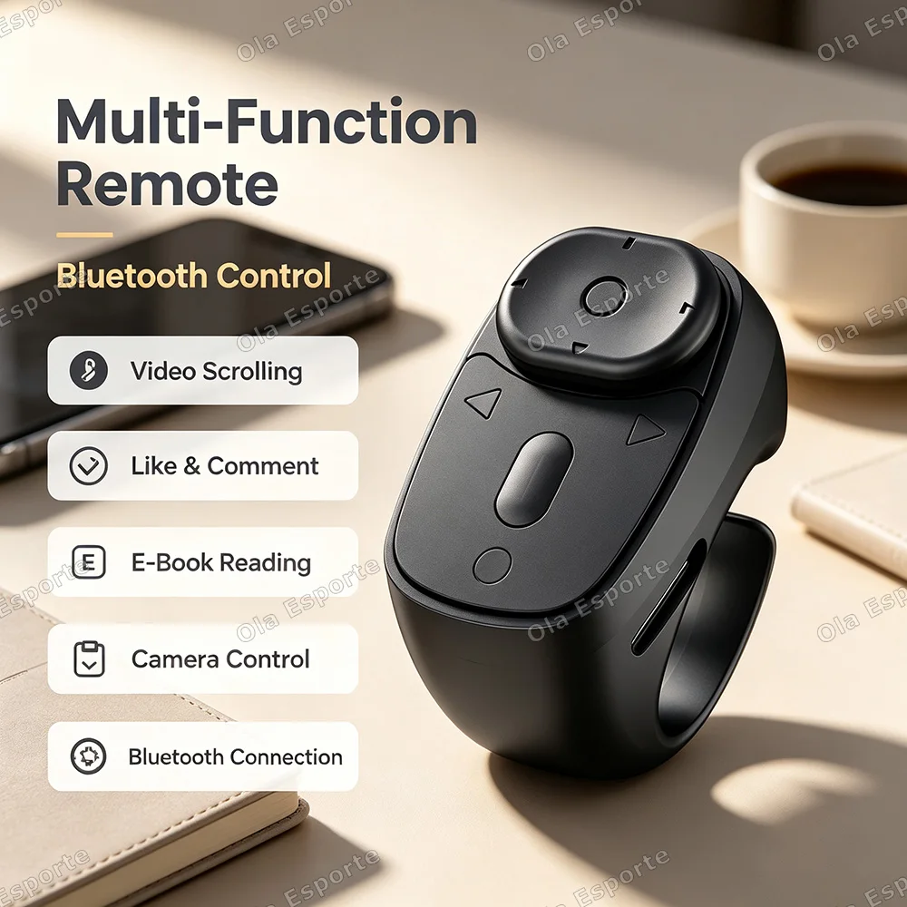 New Remote Control Wireless Bluetooth Fingertip Ring Selfie Video Automatic Page Turner Browsing adjust the focal length Rings
