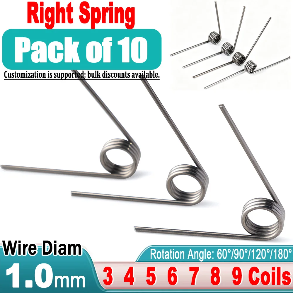 10pcs V-Spring, 1.0 Wire Diameter Torsion Small Spring, Hairpin Spring, 180/120/90/60 Degree Torsion Spring