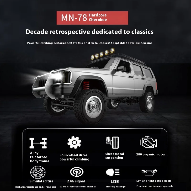 Mangniu 1: 12 Full Scale Simulation Cherokee Model Upgrade Metal Edition Climbing Car Rc Modified Car Adult Children'S Toy Gift