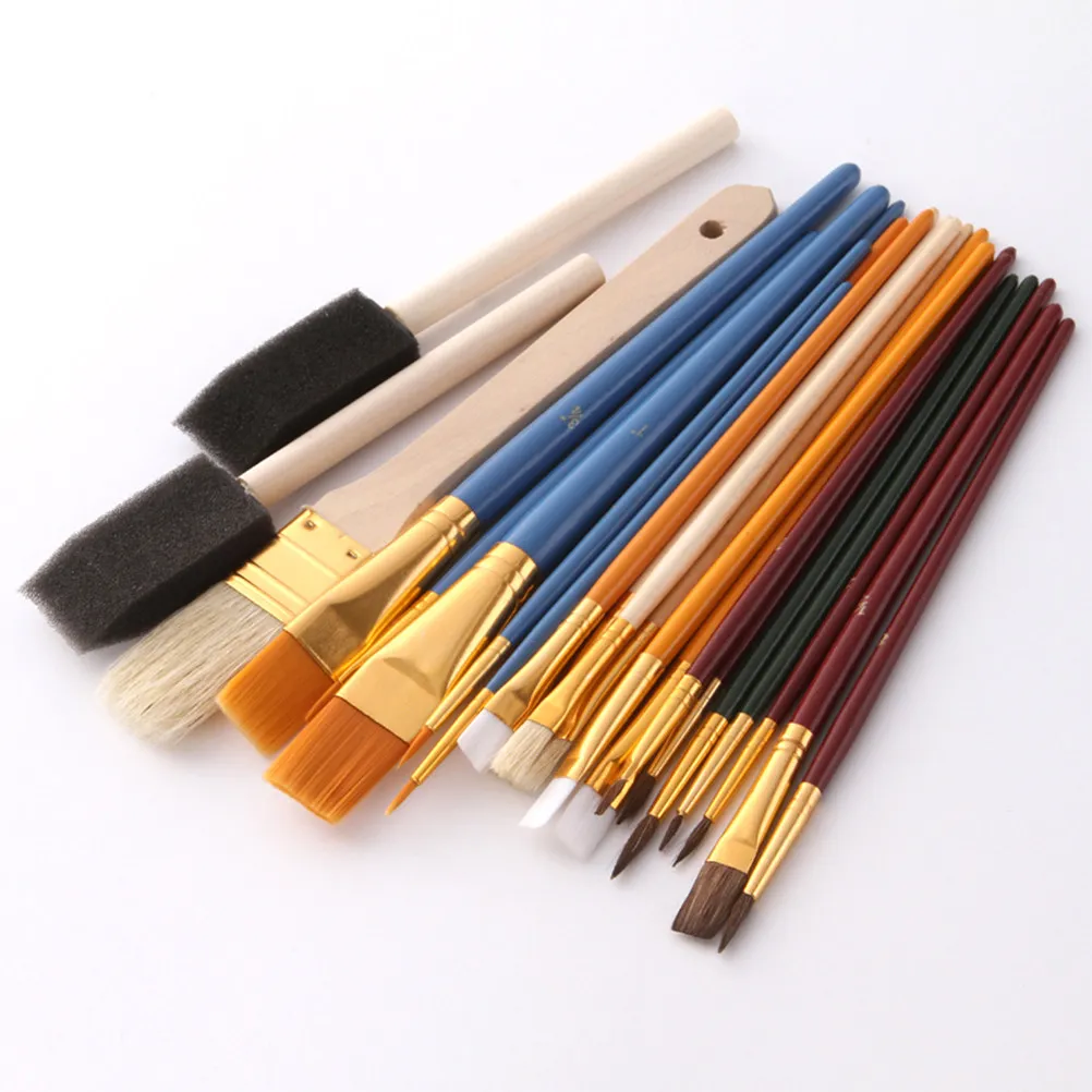 

25Pcs Paint Brush Set Artist Professional Painting Kits Starter Acrylic Oil Watercolor Gouache Nylon Camel Hair