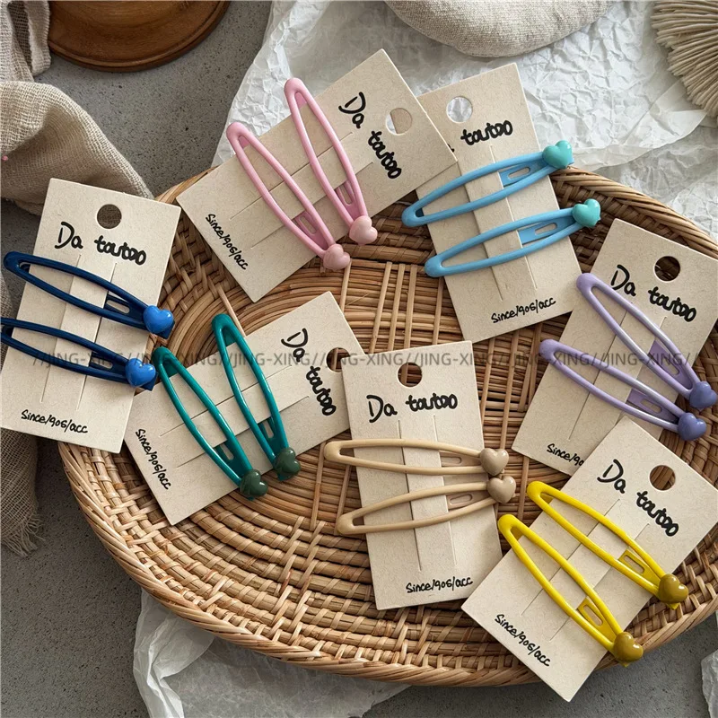 

Sweet Heart Shaped BB Hair Clips Pairs Multicolor Side Clips Korean Version Lovely Teen Girls Non Slip Hair Pins for Broken Hair