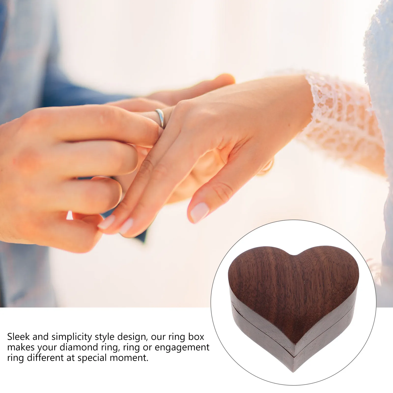 

Деревянная шкатулка для колец в форме сердца для свадьбы и помолвки, подставка для демонстрации ювелирных изделий, легкая, прочная конструкция, предотвращает царапины, для хранения