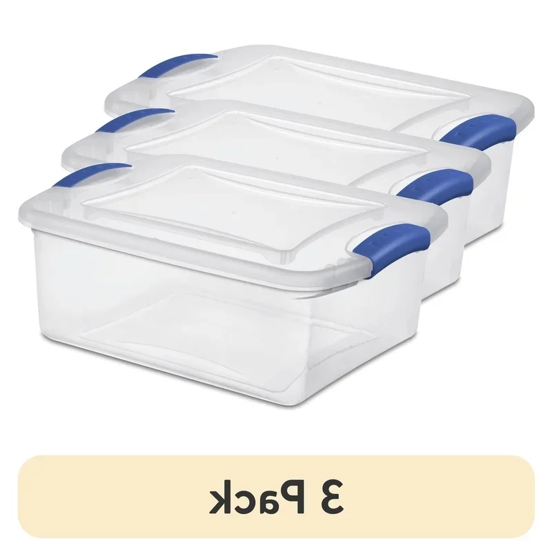 

15 Quart Clear Plastic Storage Bins with Lids Stackable Latching Bins Ideal Clothing Shoes Crafts Organizing 3 Pack