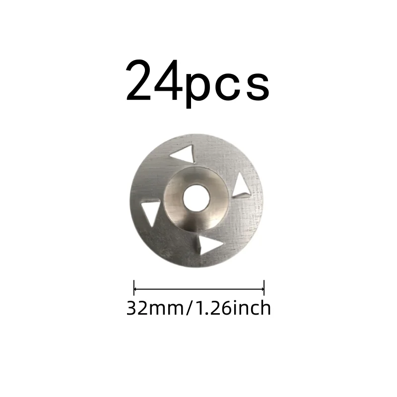24 pcs 32mm Claw-Type Washers, Gypsum Board Fixing, Pre-Drilled Center Hole, Flat Stable Base, Multipurpose
