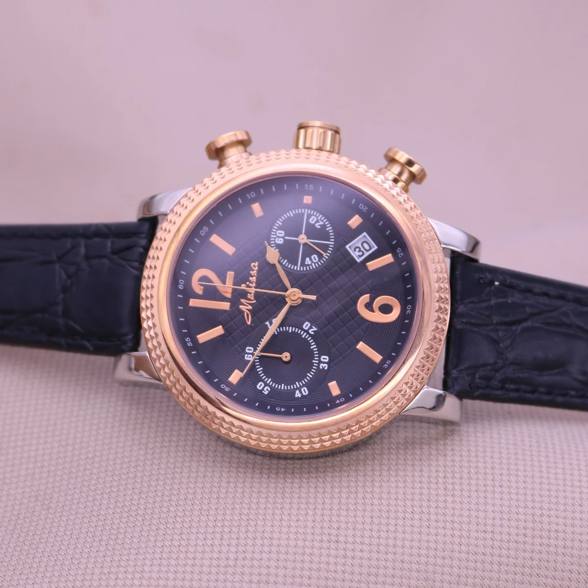 

Корпус из натуральной кожи из нержавеющей стали Melissa, мужские часы со стразами и кристаллами, модный часовой браслет, часы для мальчика, подарочная коробка на день рождения