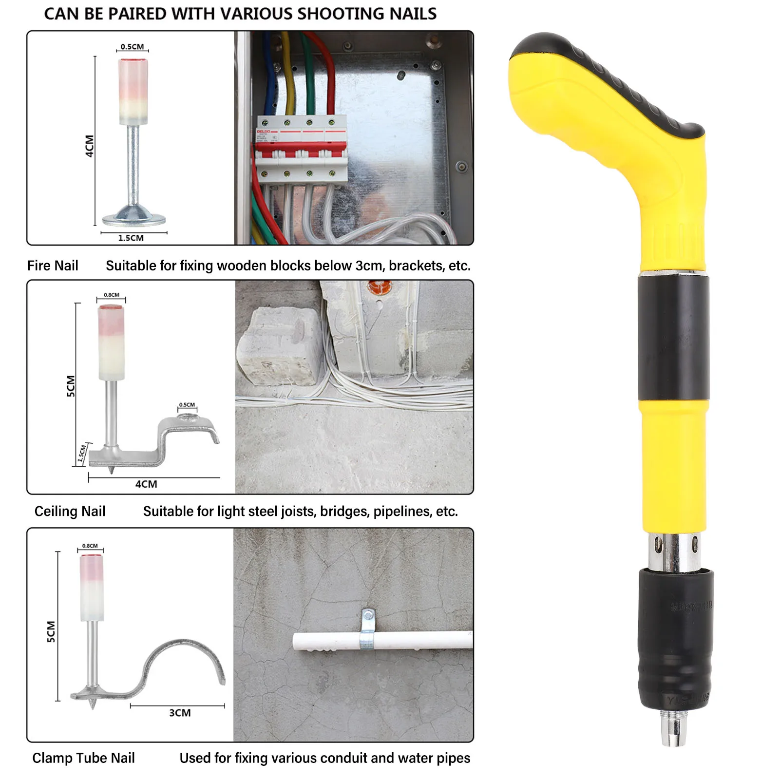 أداة تثبيت يدوية 3 أداة تثبيت مضادة للانزلاق أداة تثبيت يدوية مريحة لأداة بائع المسامير اليدوية الخرسانية اليدوية الصغيرة