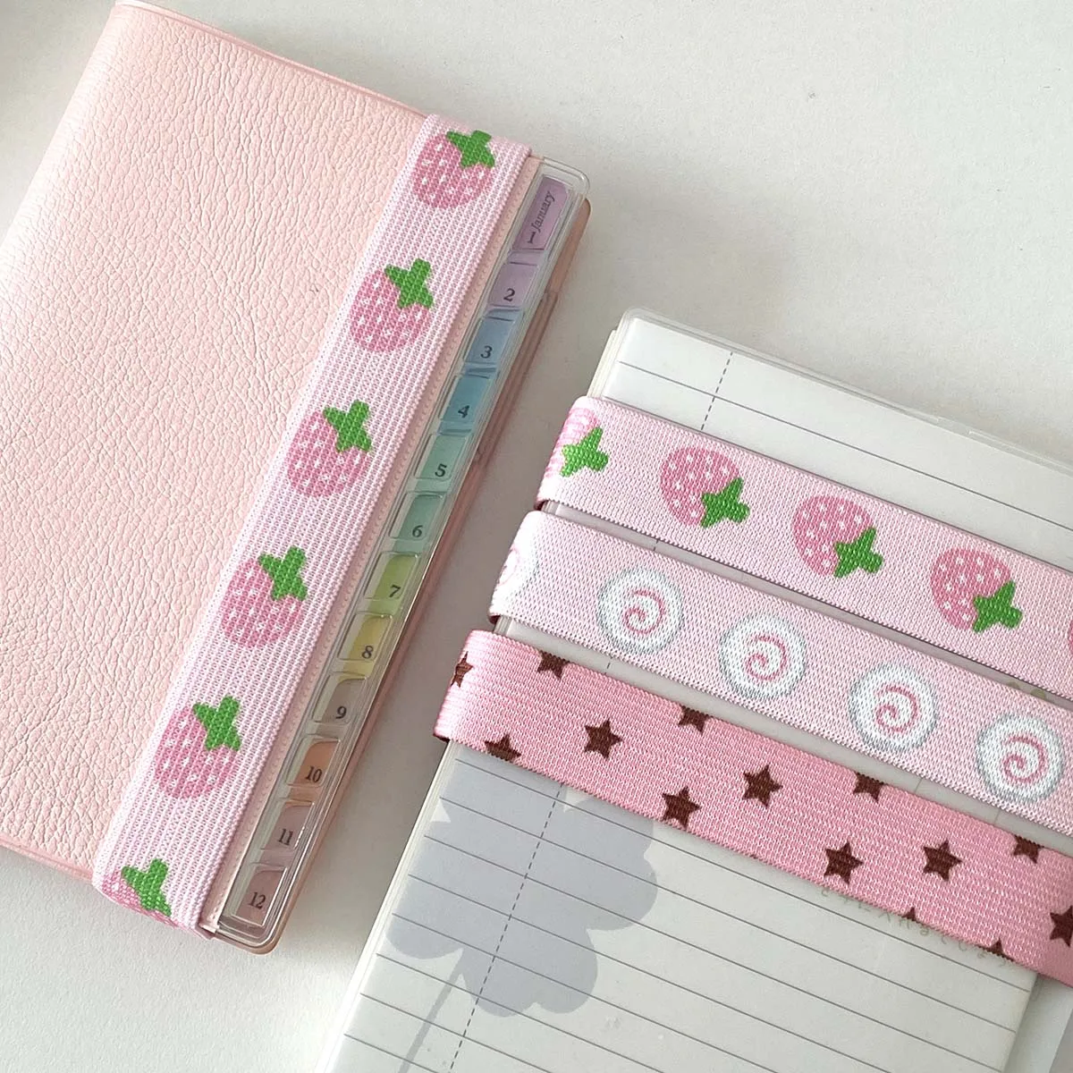 WAKAWAKA Cute Star Decoration Elastic Strap for A7 M5 Planner Notebook INS Style Storage Accessory Kawaii Straps for Scrapbookin