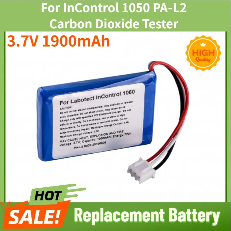 3.7V 1900mAh Battery for InControl 1050 PA‑L2 Carbon Dioxide Tester High Quality Replacement Battery