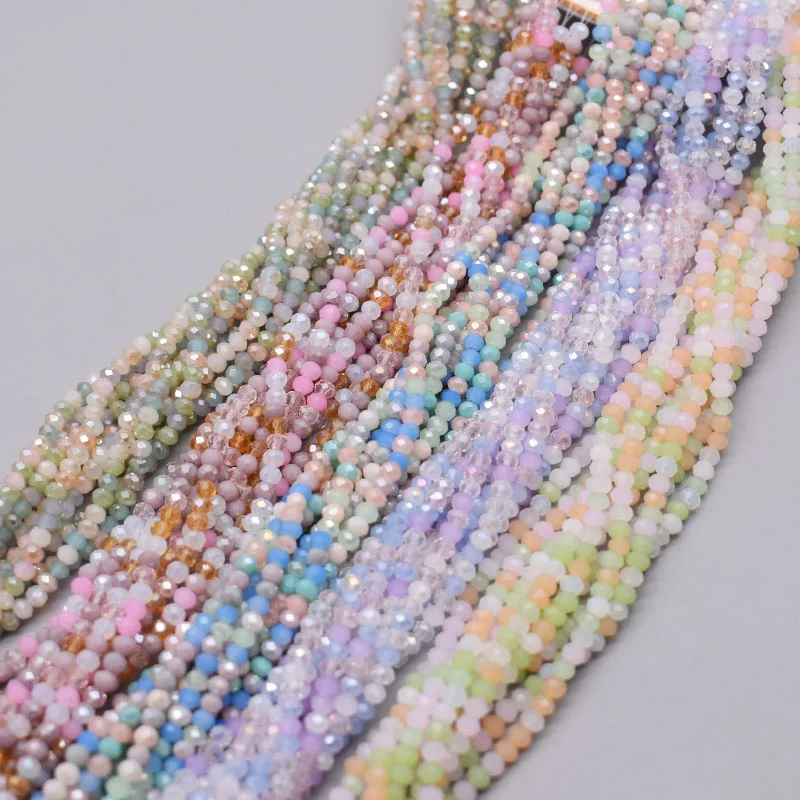 Color 2mm Faceted Crystal Glass Beads Rondelle Loose Spacer Beads for Jewelry Making DIY Necklace