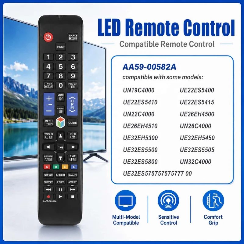 Controle Remoto Universal Samsung RM-D1078+ para Smart-TV HDTV LED/LCD TV