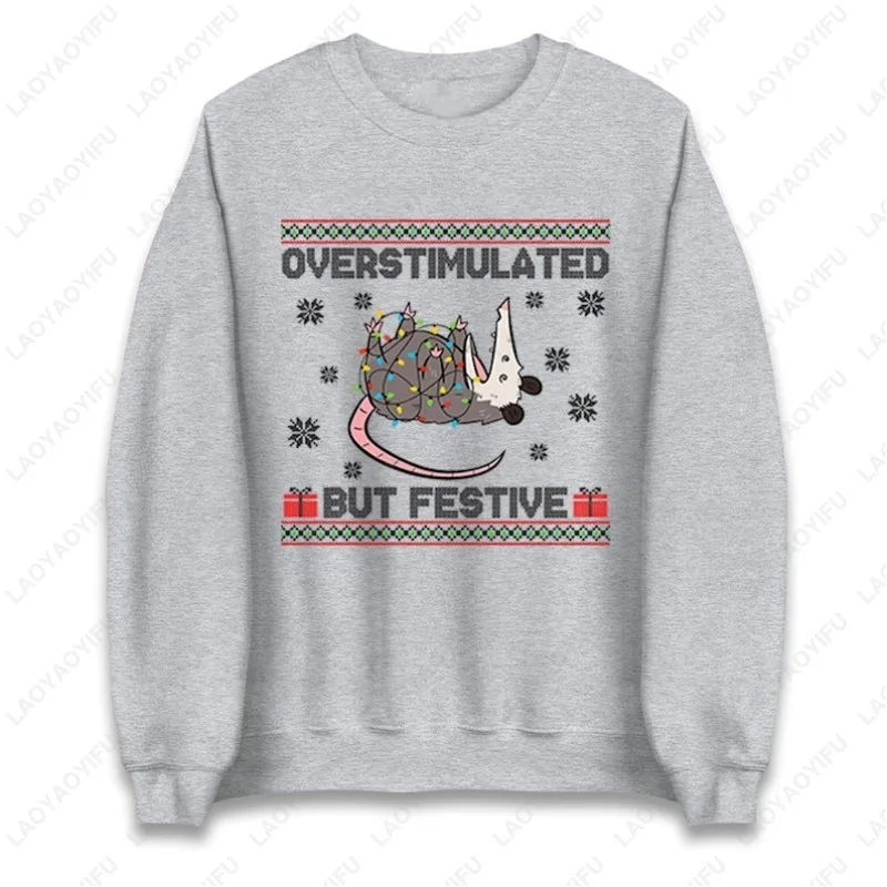 Surdimensionné mais pull festif drôle Possum sweat à capuche de noël mignon amoureux des animaux t-shirt de noël humoristique cadeau de vacances sweat-shirt