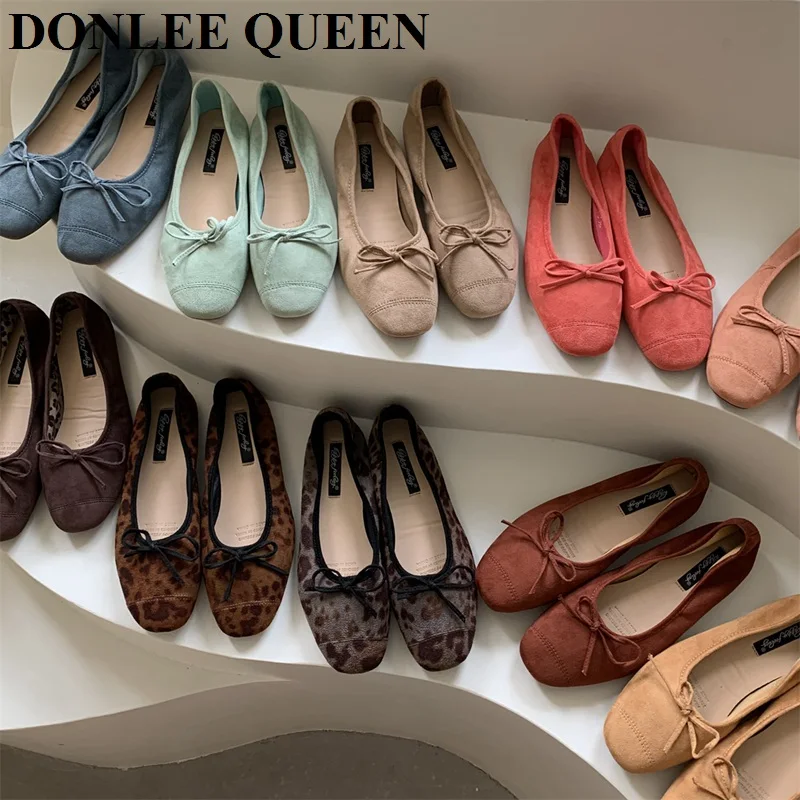 DONLEE QUEEN 2024 Summer Flats Ballet Shoes Women Slip On Loafers Round Toe Shallow Bowtie Ballerina Soft Moccasin zapatos mujer