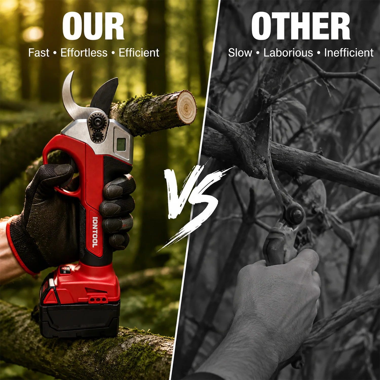 IONTOOL Red Cordless Pruning Shears Bare Unit Max 30mm Opening Fits 18V Battery for Household Garden Pruning - view 4