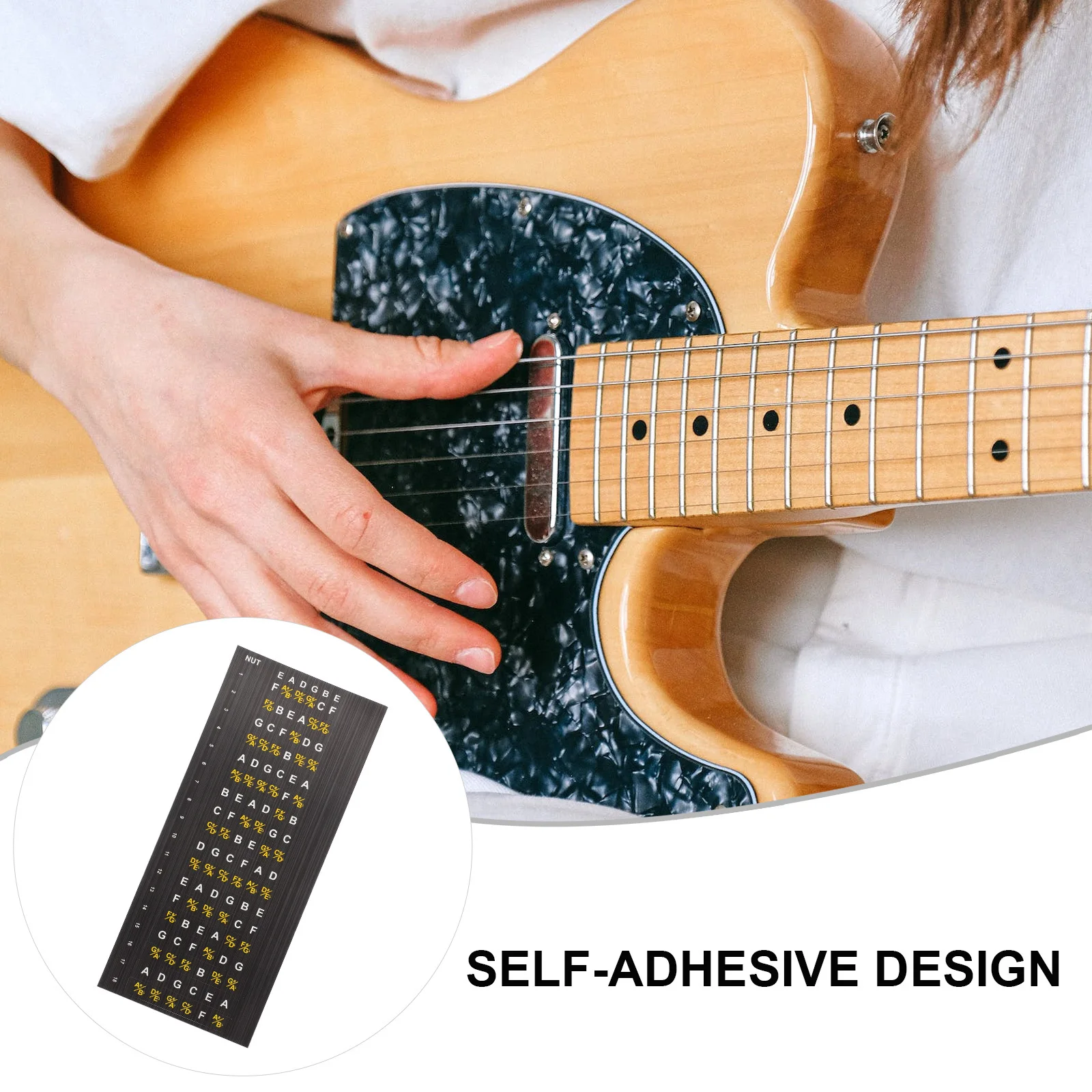 

2 Sheets Guitar Fretboard Stickers Durable Self-Adhesive Note Map for Electric Acoustic Folk Guitar Beginner Fretboard Stickers