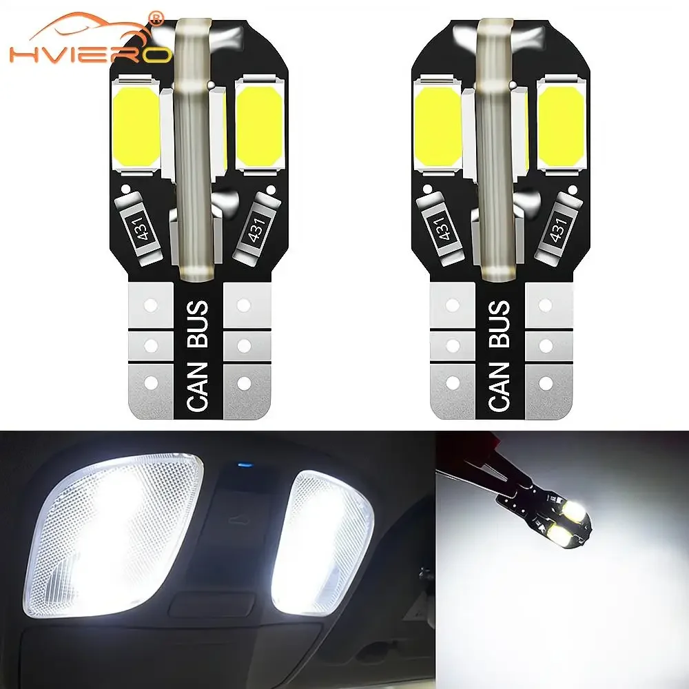 2PCS T10 5730 8SMD Car Interior Dome Lights Reading W5W Canbus Bulbs Auto Turn Signal Door License Plates Lamps LED 12V 194 168