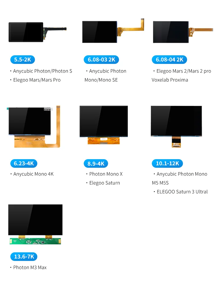 089Y2V5 LCD 8.9-inch 4K Monochrome Exposure Screen for Light Curing 3D Printer MONO X