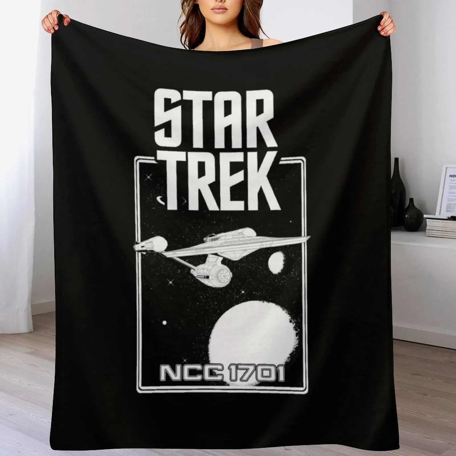 Enterprise NCC 1701 Black and White Throw Blanket Hairy Blankets For Baby Blankets For Bed Blankets