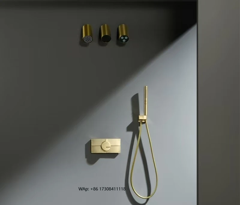 

Luxury Black Copper Thermostatic Bathroom Shower Set with Cold and Hot Water Faucets Ceramic Valve Core