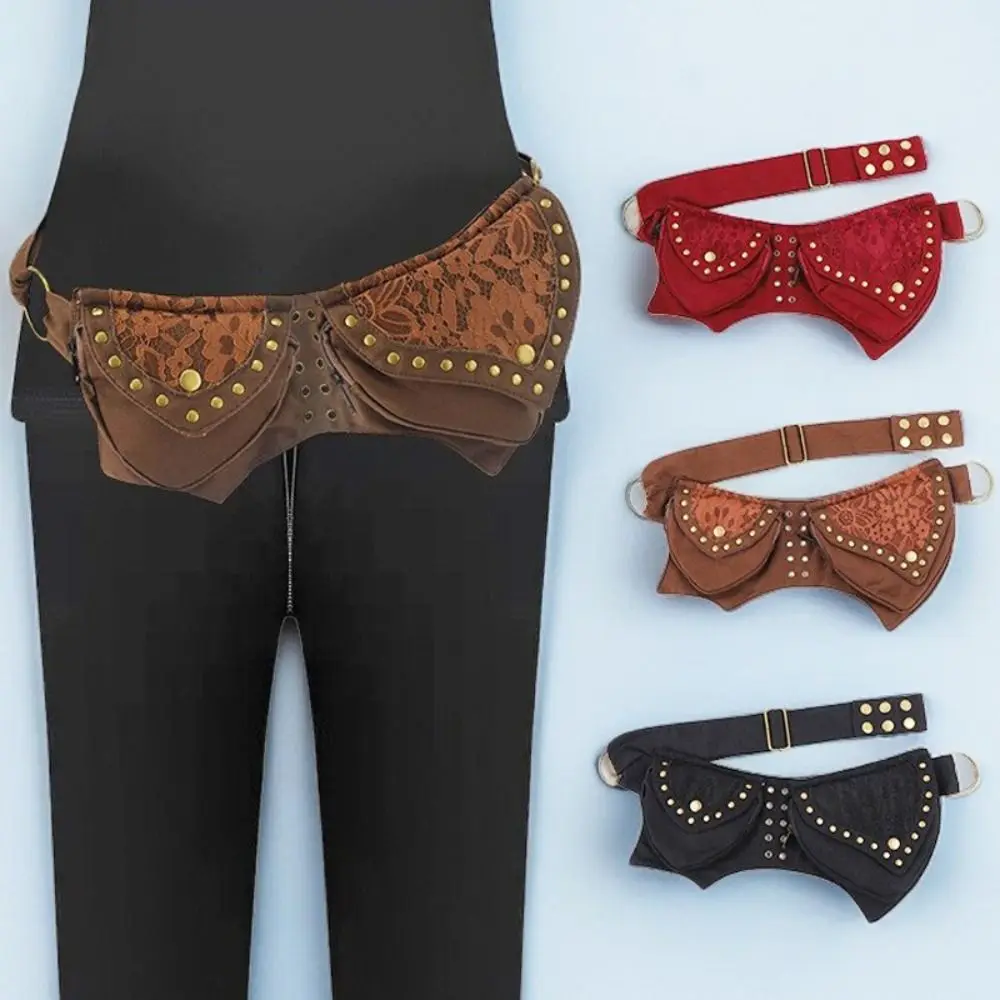 Practical Metal Studded Waist Bag Fabric Multi Pocket Chest Bag Multifunctional Adjustable Waist Packs Daily Commute